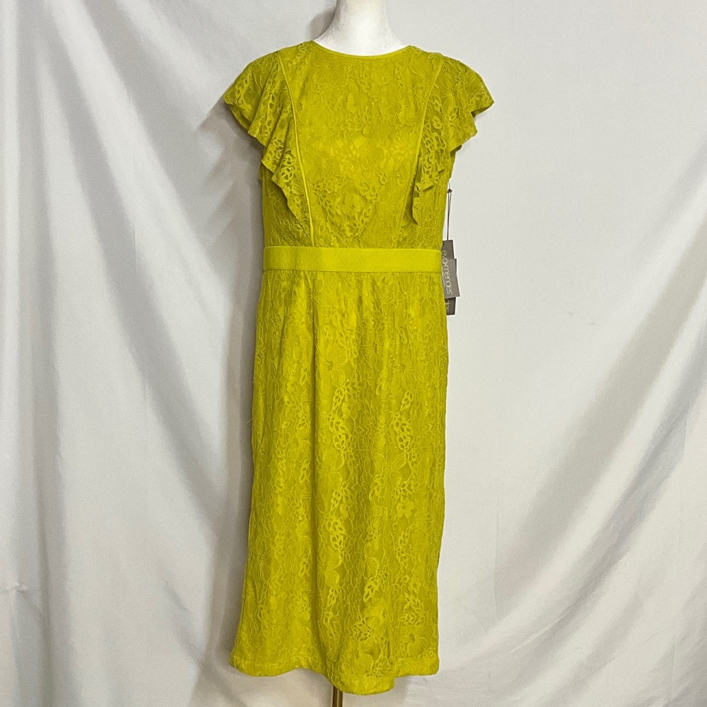 Eva Mendes for New York & Company Yellow / Green Lace Midi Dress NWT